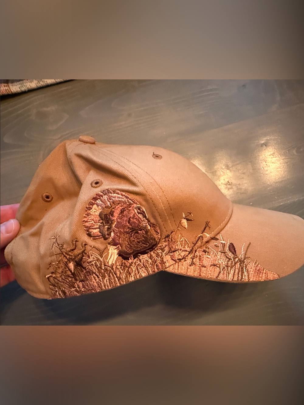 Dri-Duck Embroidered Wild Turkey Tan Baseball Cap with Wild Turkey Design
